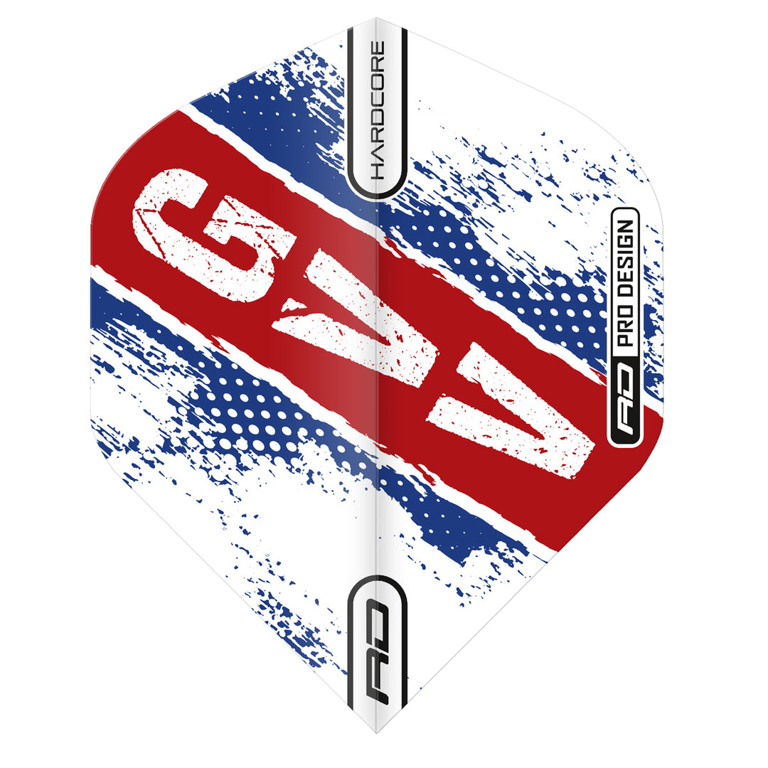 Gian van Veen Red, White and Blue Hardcore Standard Dart Flights by Red Dragon