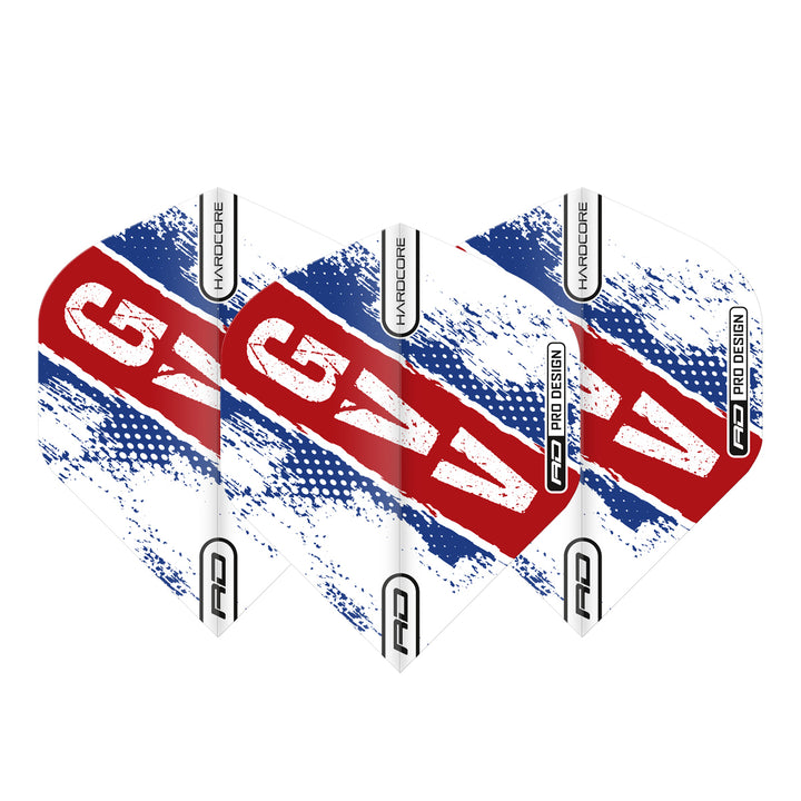 Gian van Veen Red, White and Blue Hardcore Standard Dart Flights by Red Dragon