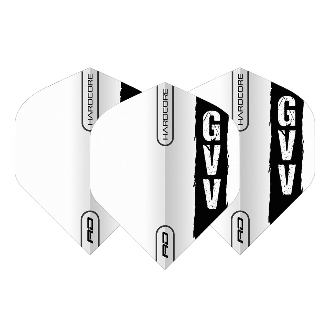 Gian van Veen Black & White Hardcore Standard Dart Flights by Red Dragon