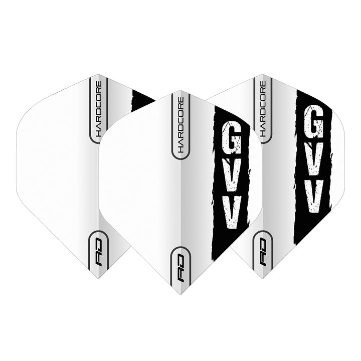 Gian van Veen Black & White Hardcore Standard Dart Flights by Red Dragon