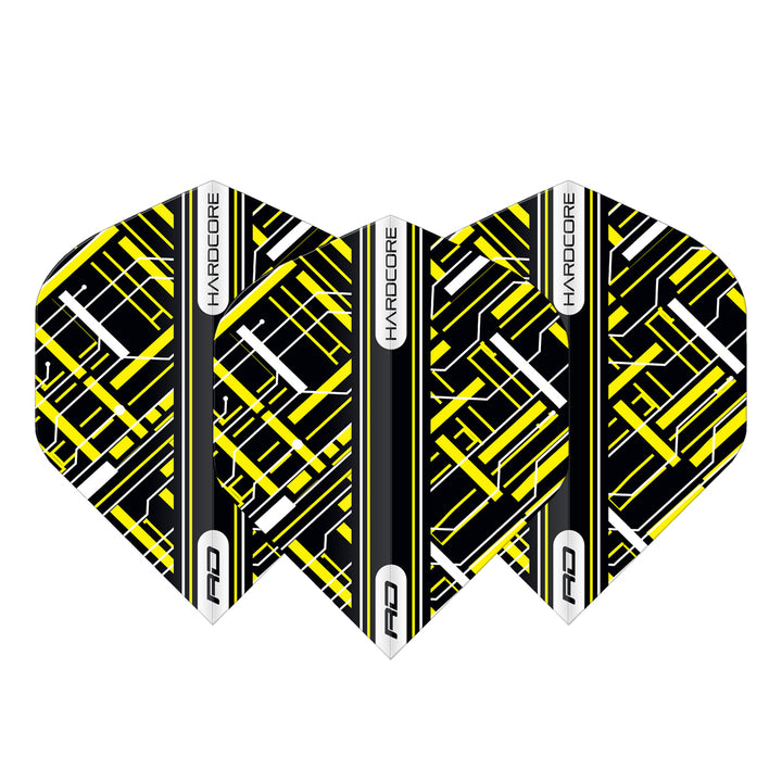 Hardcore Radical Black & Yellow Standard Dart Flights by Red Dragon