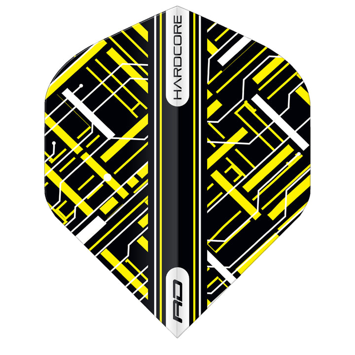 Hardcore Radical Black & Yellow Standard Dart Flights by Red Dragon