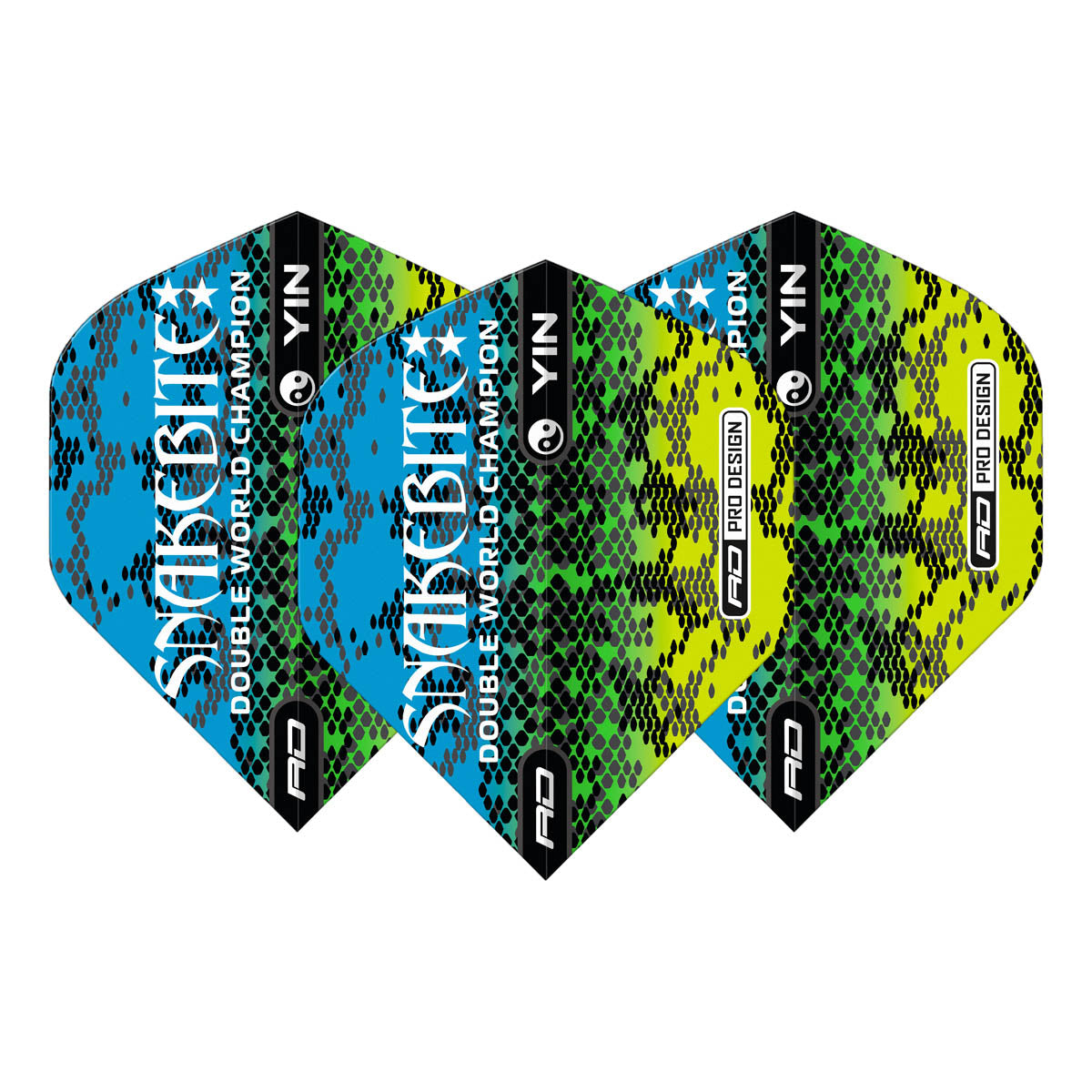 Peter Wright Green, Blue & Red Yin Yang Standard Dart Flights by Red Dragon