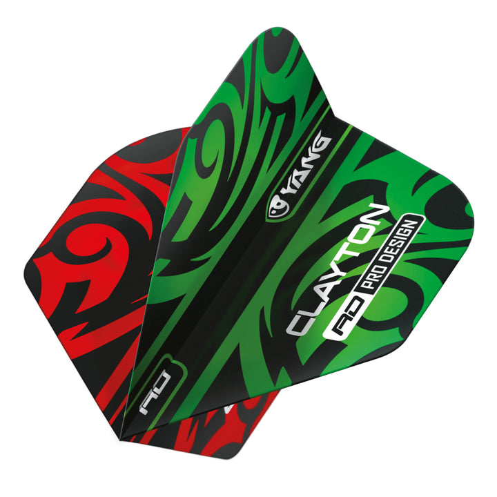 Jonny Clayton Red & Green Yin Yang Standard Dart Flights by Red Dragon