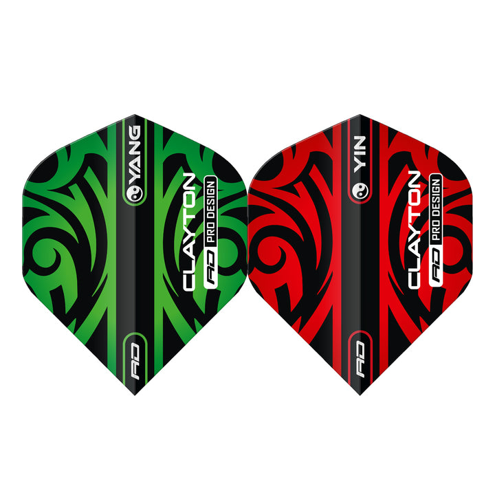 Jonny Clayton Red & Green Yin Yang Standard Dart Flights by Red Dragon