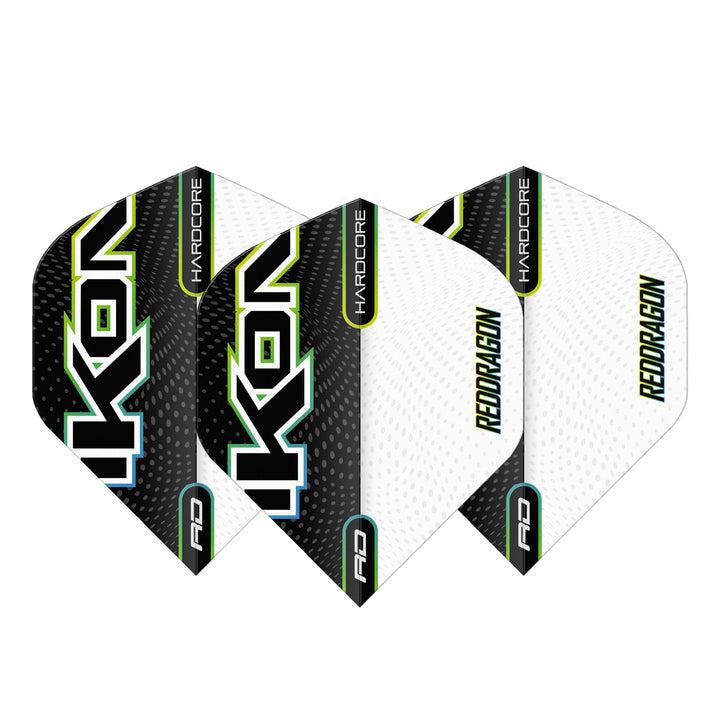 Hardcore Radical Black & White Ikon Standard Dart Flights by Red Dragon