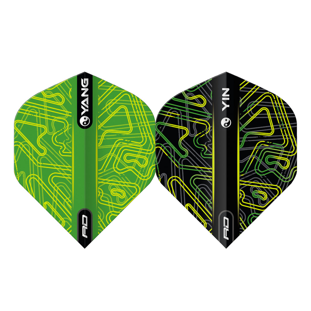 Yin Yang Green & Black Standard Dart Flights by Red Dragon