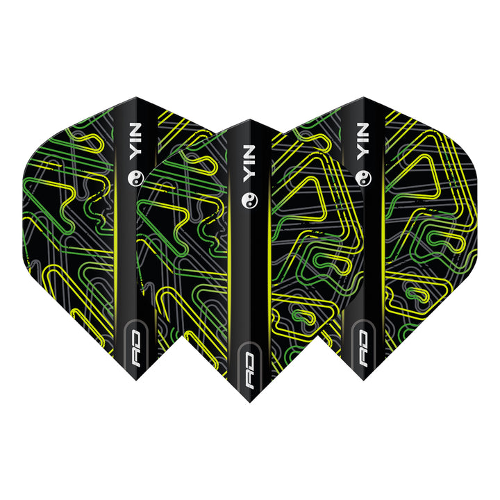 Yin Yang Green & Black Standard Dart Flights by Red Dragon