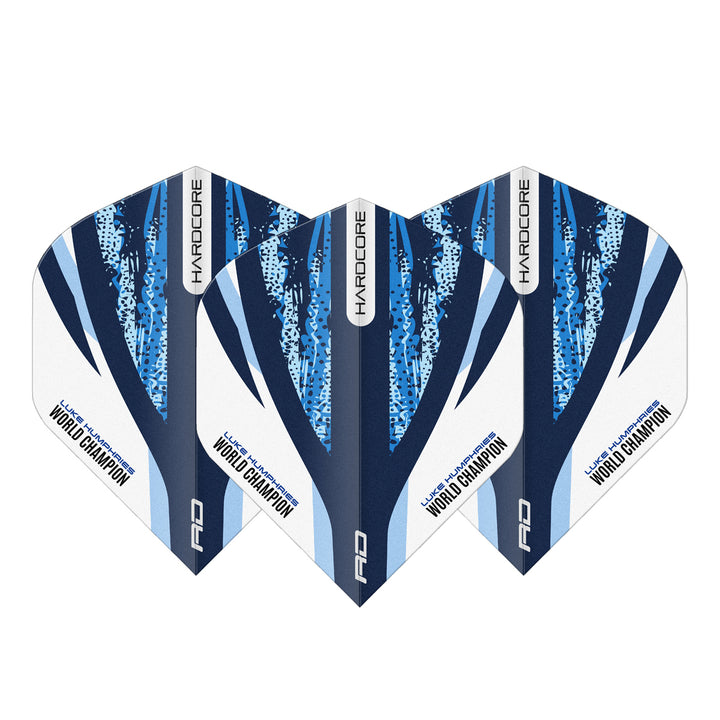 Luke Humphries White & Blue Hardcore Standard Dart Flights by Red Dragon