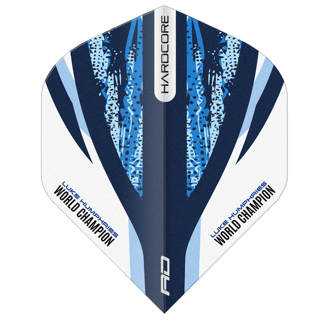 Luke Humphries White & Blue Hardcore Standard Dart Flights by Red Dragon