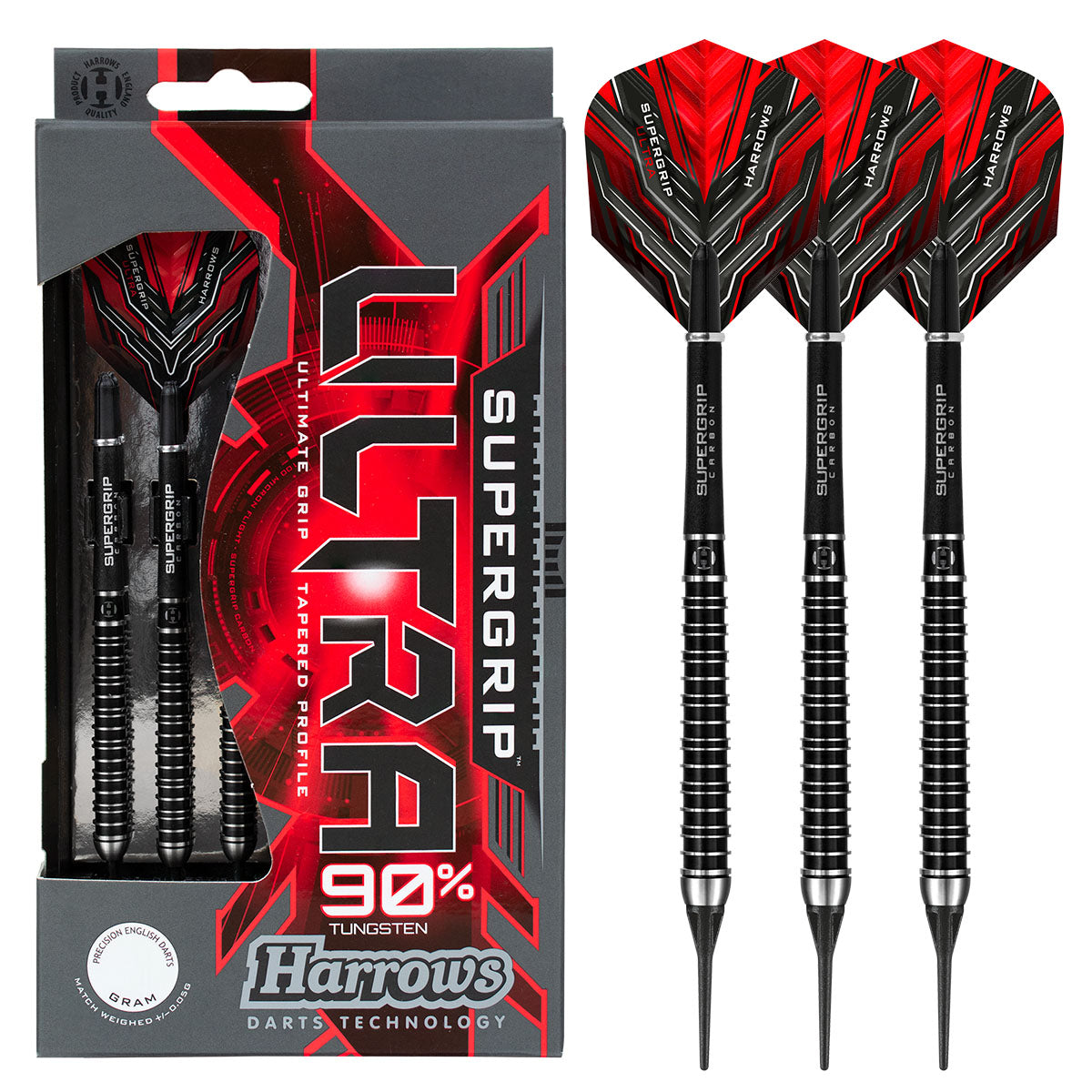 Harrows Supergrip Ultra 90% Tungsten Soft Tip Darts