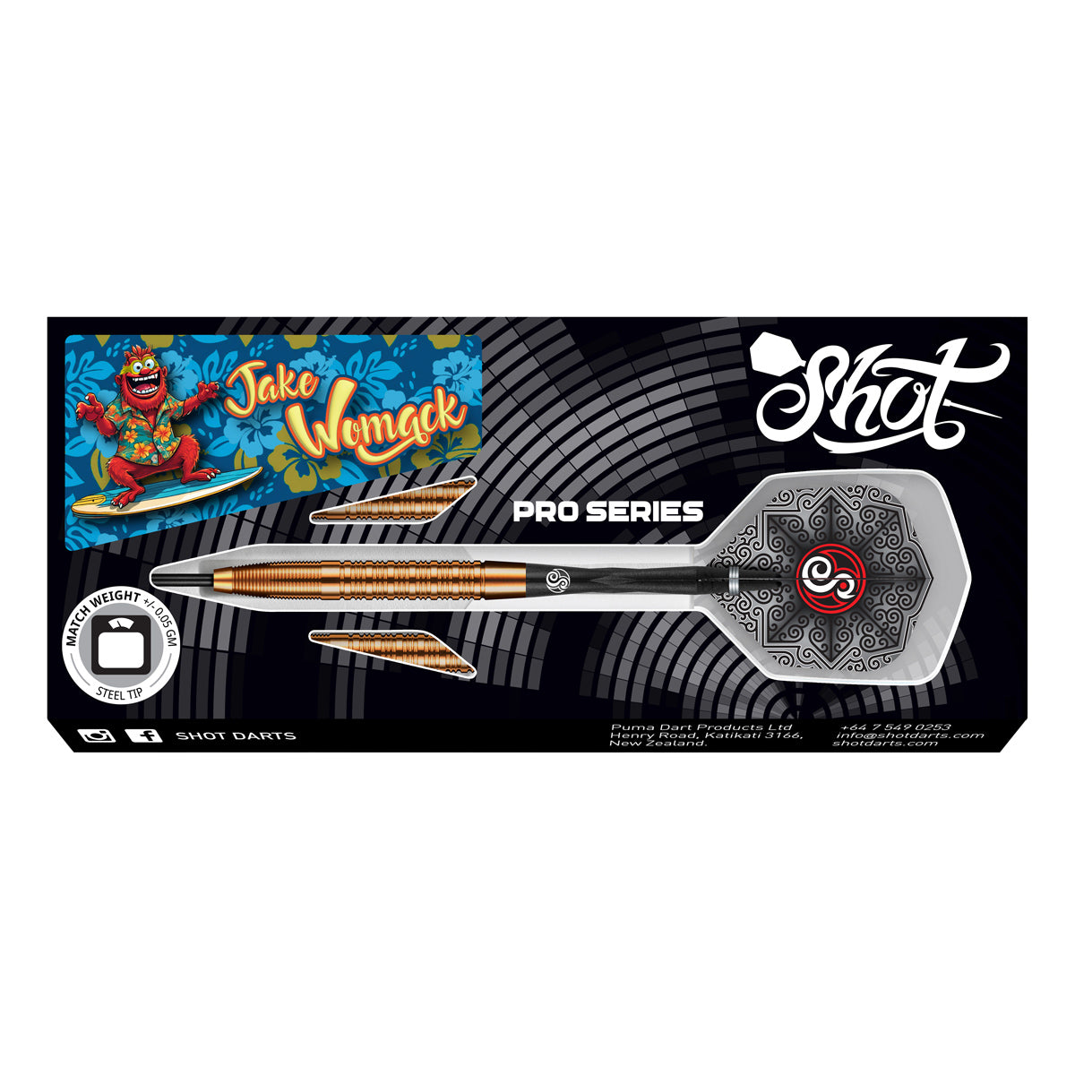 Shot Pro Series Jake Womack 90% Tungsten Steel Tip Darts