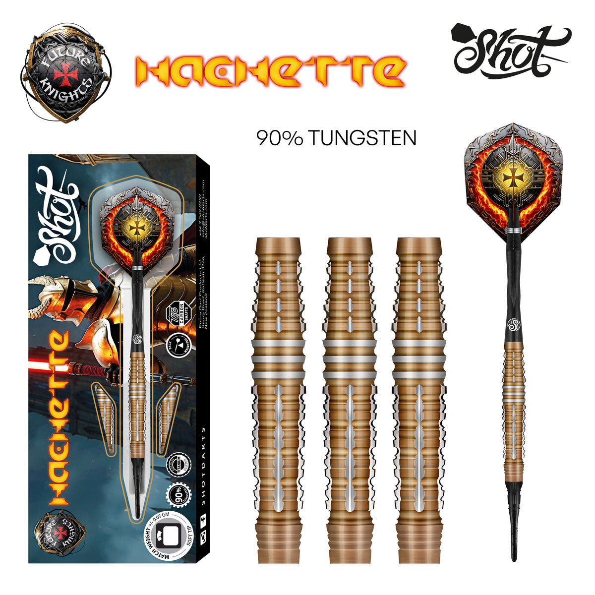 Future Knights Hachette 90% Tungsten Soft Tip Darts by Shot