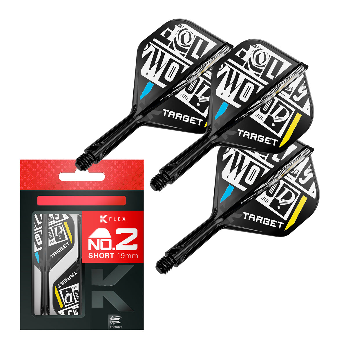 Target Darts K-Flex Integrated Flights & Shafts - No.2 Shape, Pack Of 3, For Professional Play