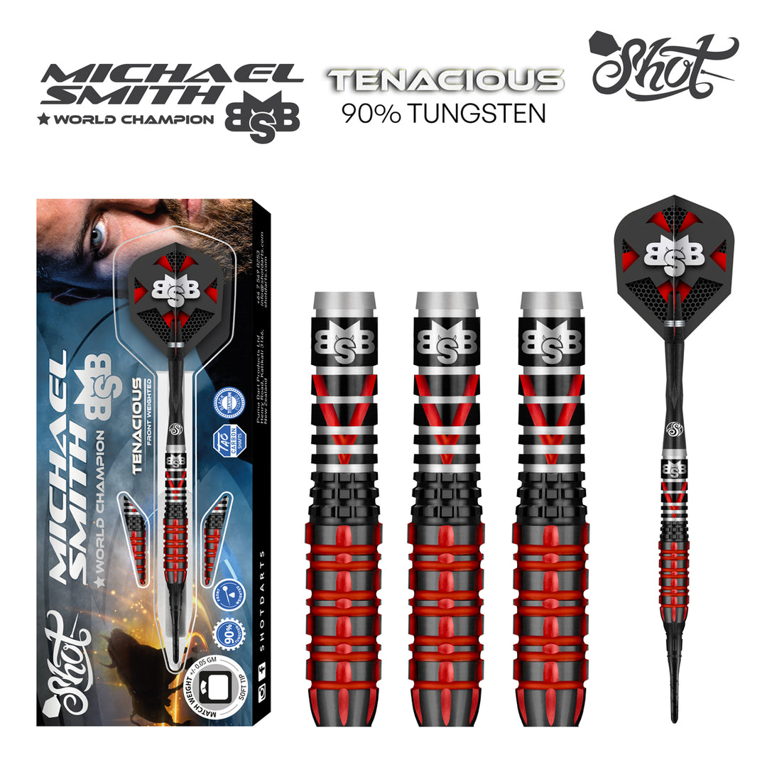 Michael Smith Tenacious 90% Tungsten Soft Tip Darts 90% by Shot