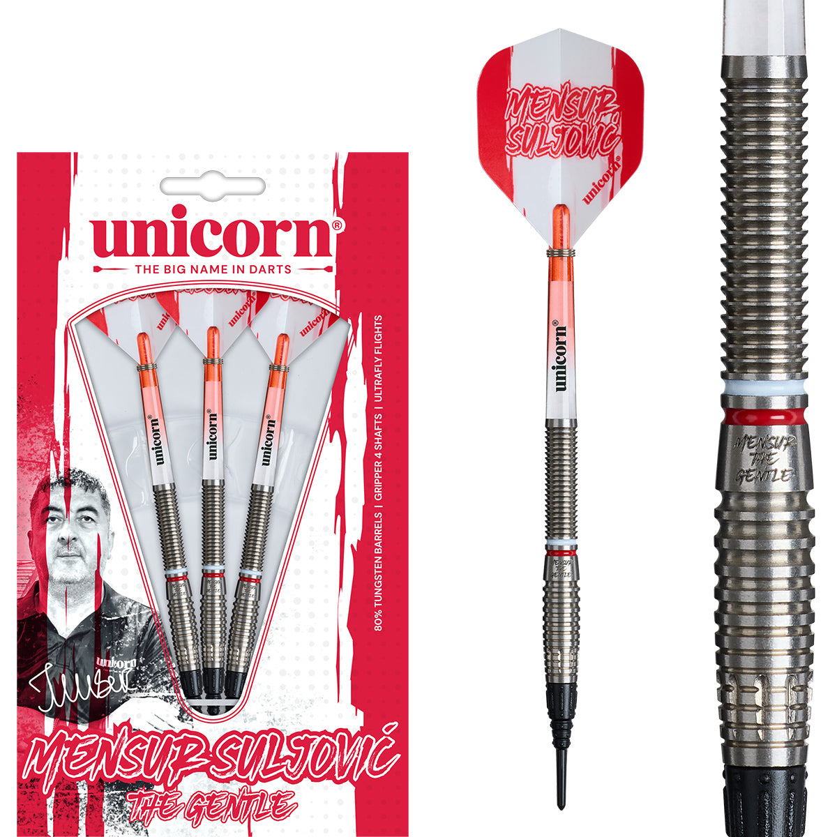 Unicorn Mensur Suljovic 80% Tungsten Soft Tip Darts