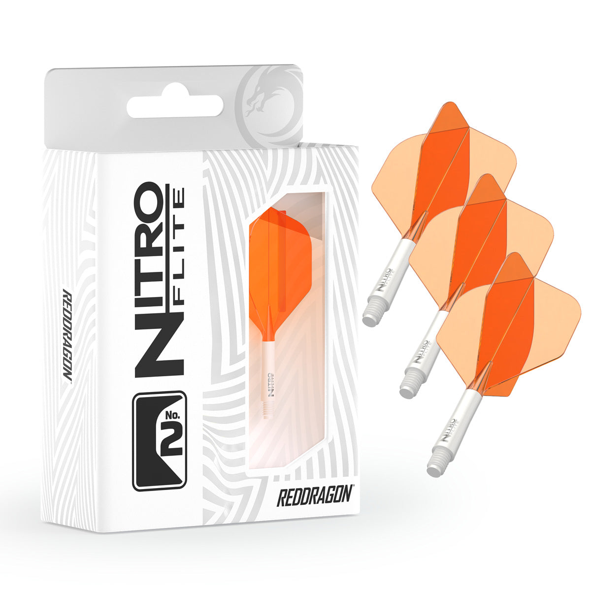 Red Dragon Nitro Flite Integrated Flight & Shaft Orange & White