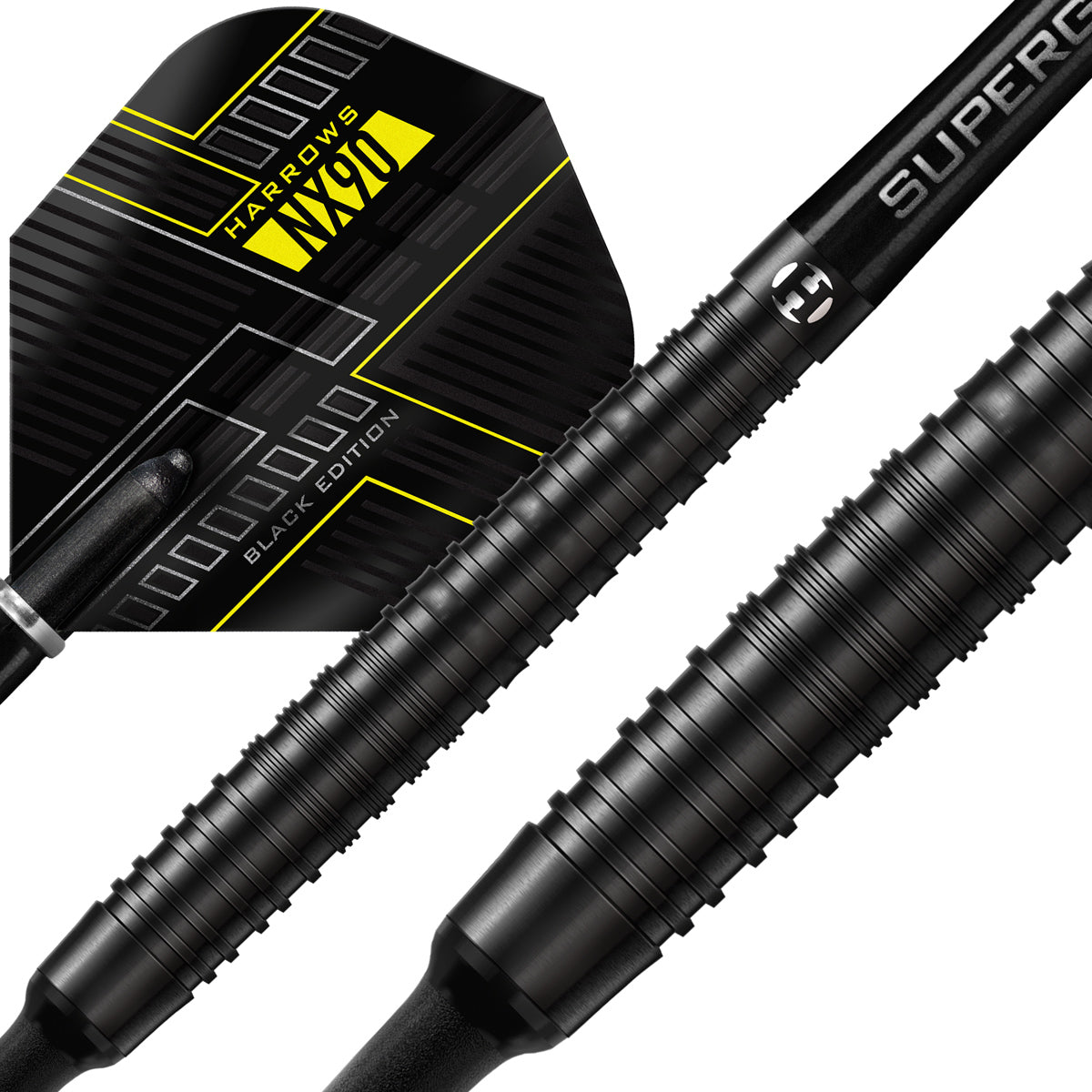 NX90 Black Edition 90% Tungsten Soft Tip Darts by Harrows – Double