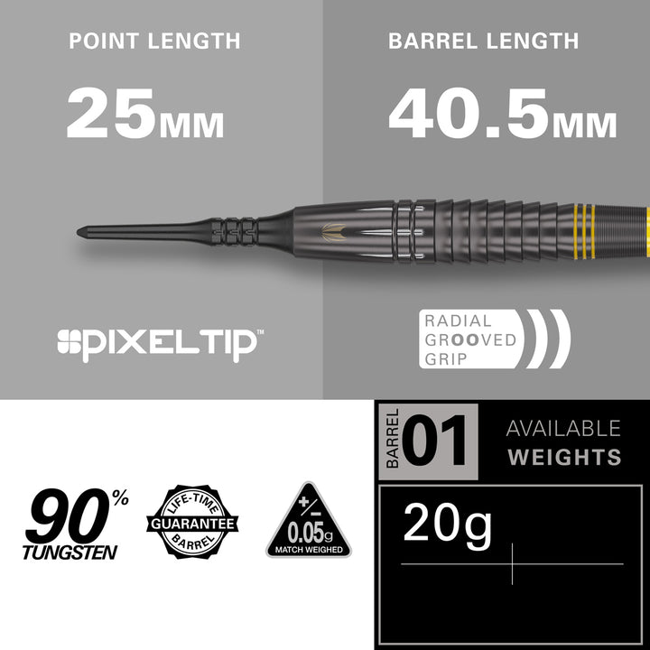 Scott Williams Black 90% Tungsten Soft Tip Darts by Target