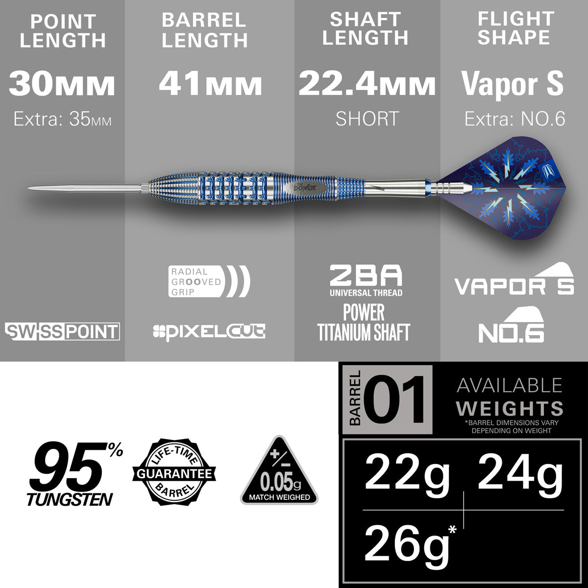 Target Phil Taylor Power Gx2 95% Tungsten SP Steel Tip Darts