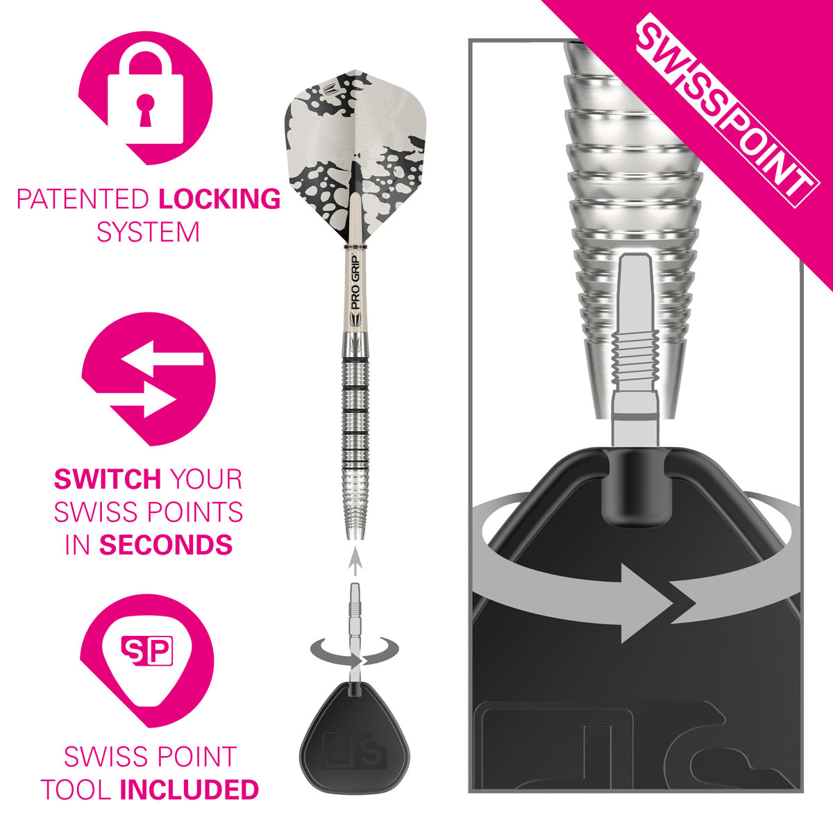 Exo 02 90% Tungsten SP Steel Tip Darts by Target – Double Top Darts