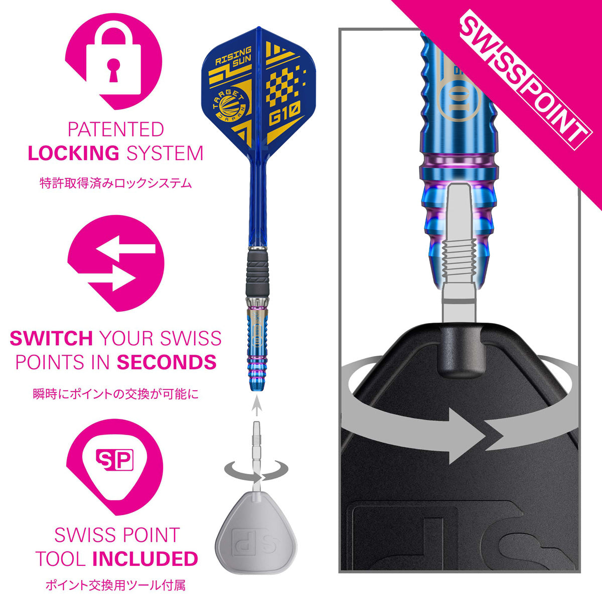 Target Japan Haruki Muramatsu Rising Sun G10 95% Tungsten SP Steel Tip Darts