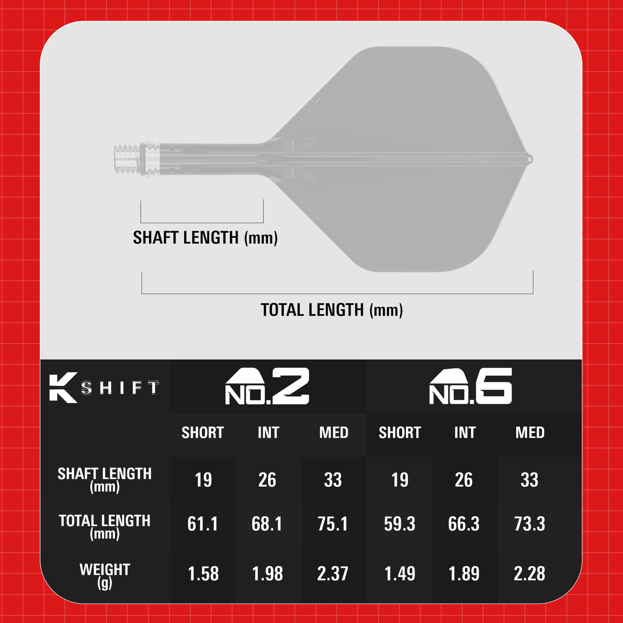 Target K-Shift White No2 Integrated Flights & Shafts