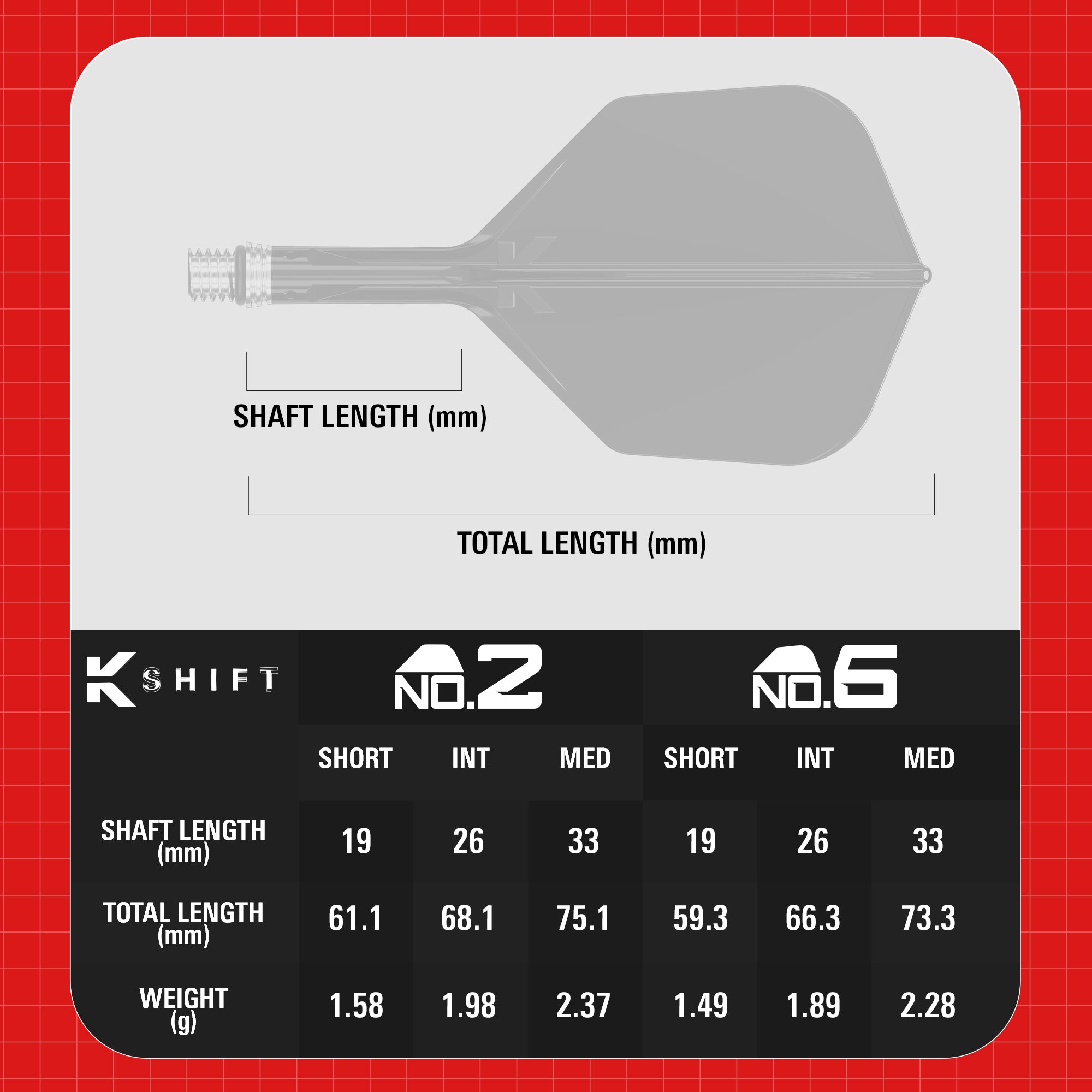 Target K-Shift White No6 Integrated Flights & Shafts – Double Top