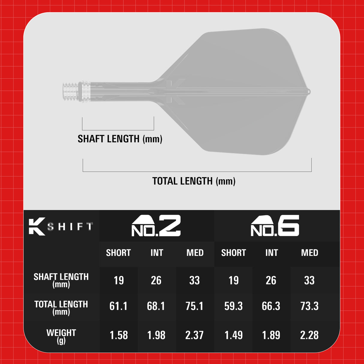 Target K-Shift Clear No6 Integrated Flights & Shafts
