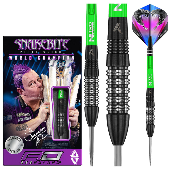 Peter Wright Black Strike 90% Tungsten Steel Tip Darts by Red Dragon