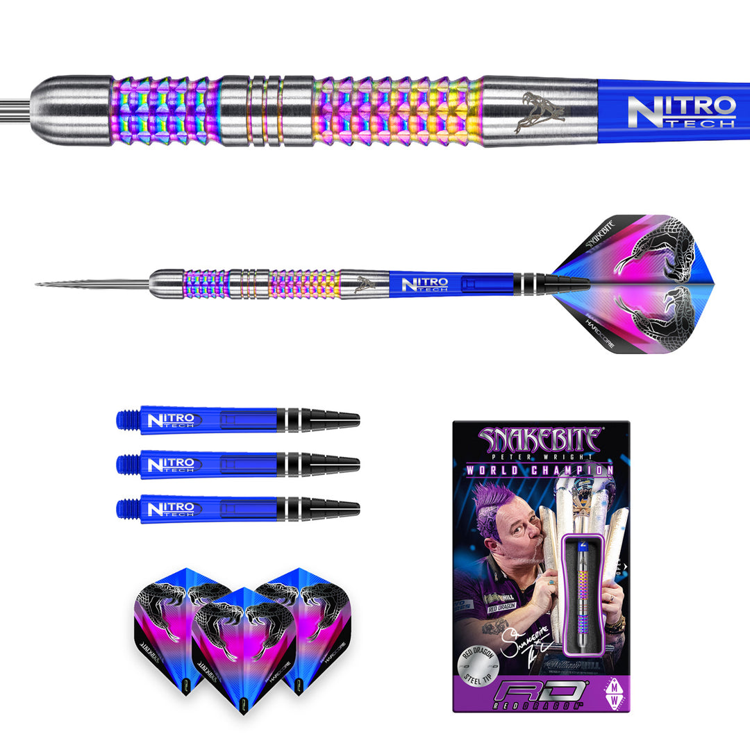 Peter Wright Rainbow Mamba 90% Tungsten Steel Tip Darts by Red Dragon