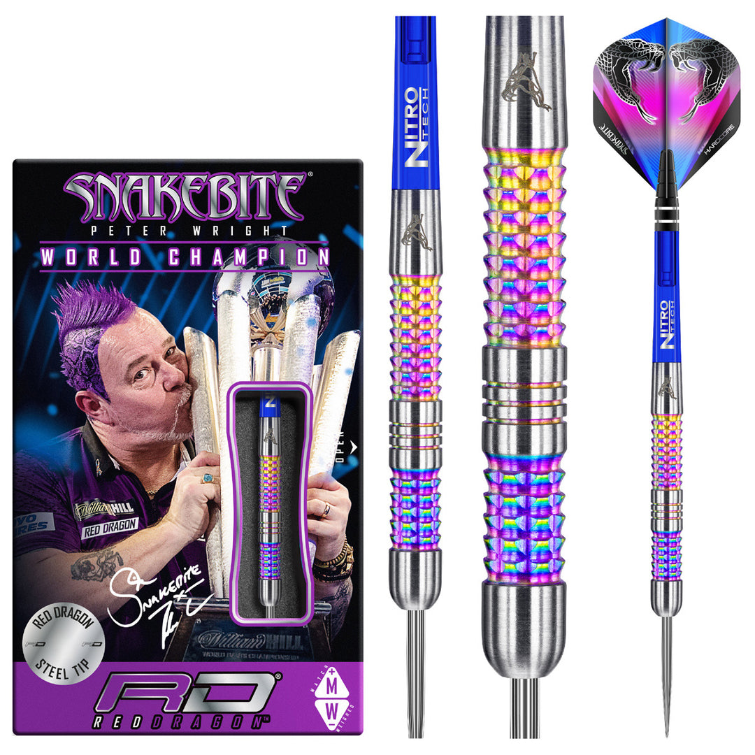 Peter Wright Rainbow Mamba 90% Tungsten Steel Tip Darts by Red Dragon