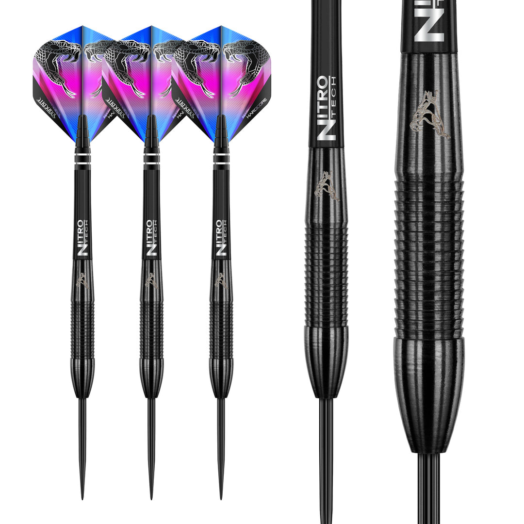 Peter Wright Snakebite 3 Black 90% Tungsten Steel Tip Darts by Red Dragon