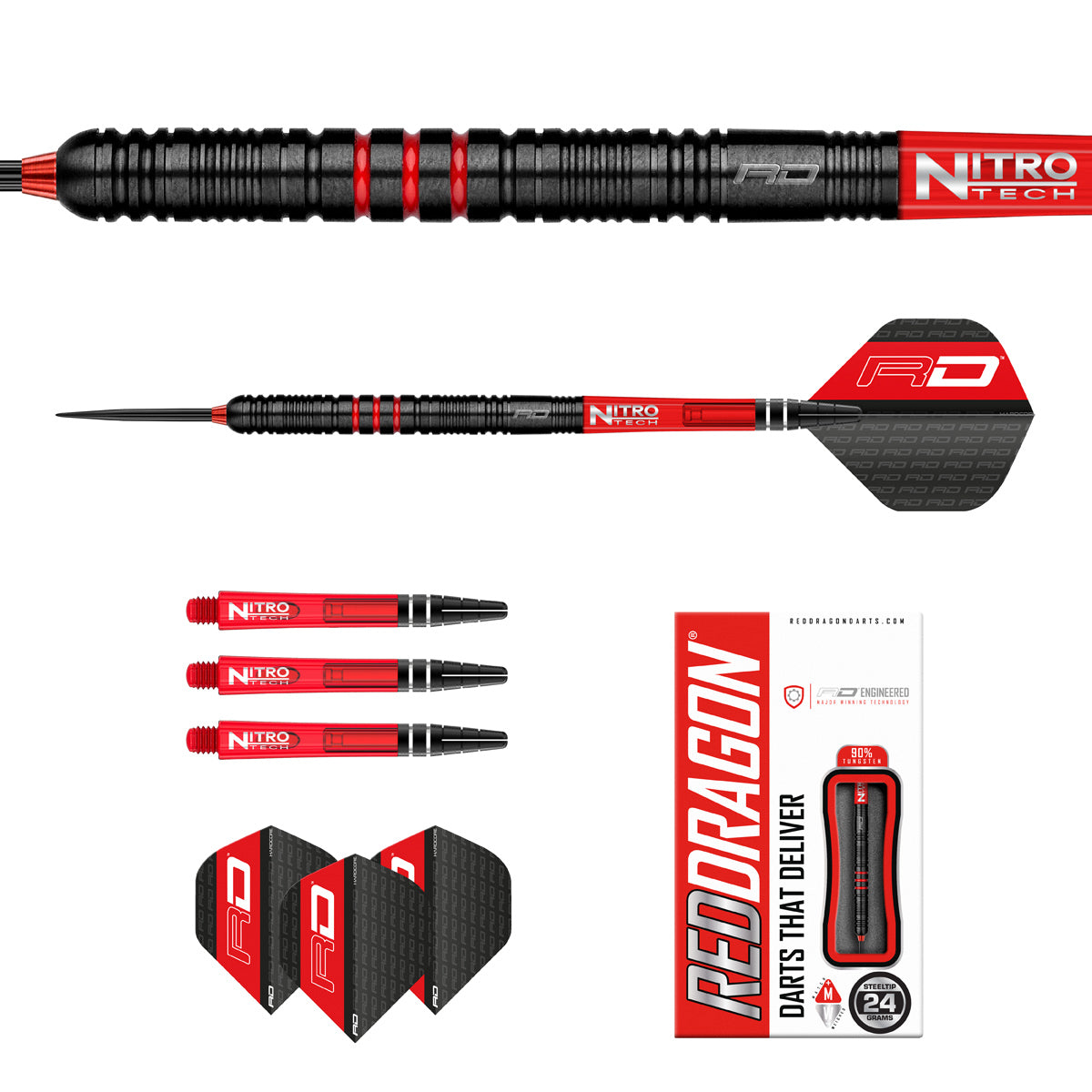 Milano RS 90% Tungsten Steel Tip Darts by Red Dragon – Double Top