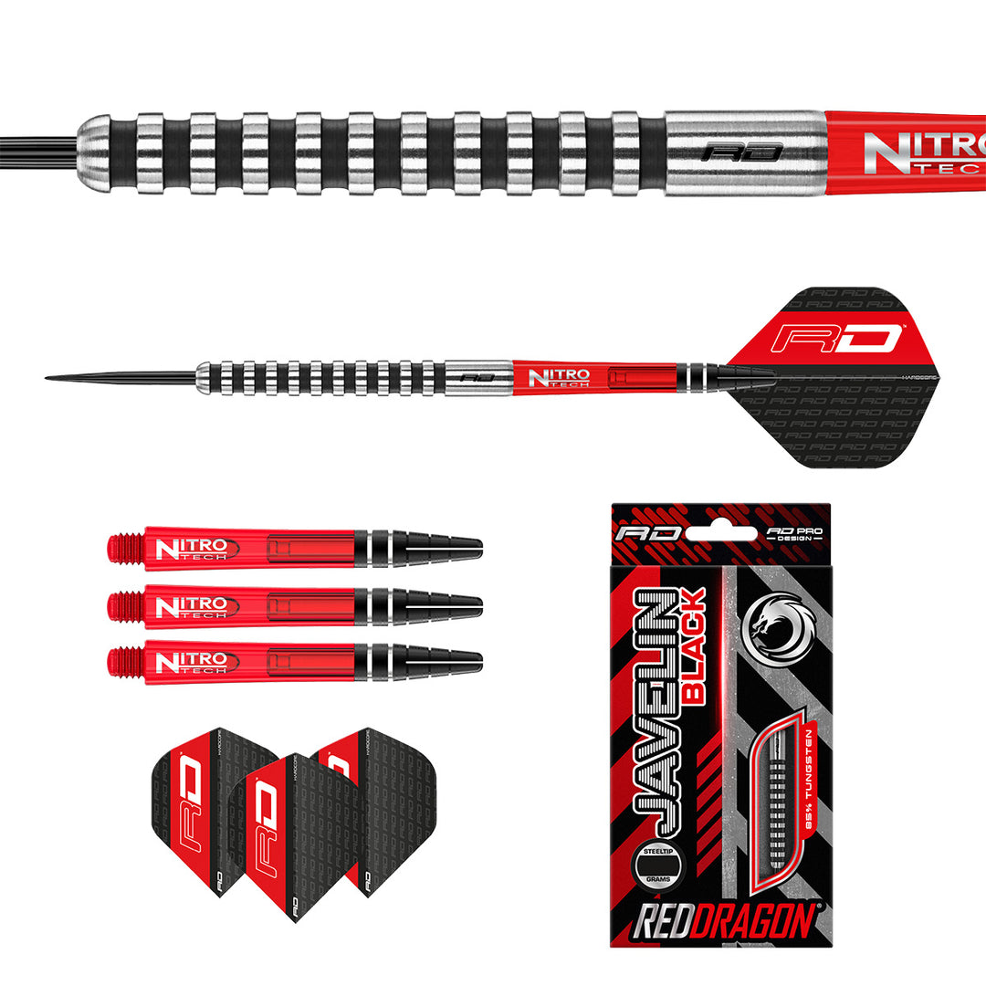 Javelin Black 85% Tungsten Steel Tip Darts by Red Dragon