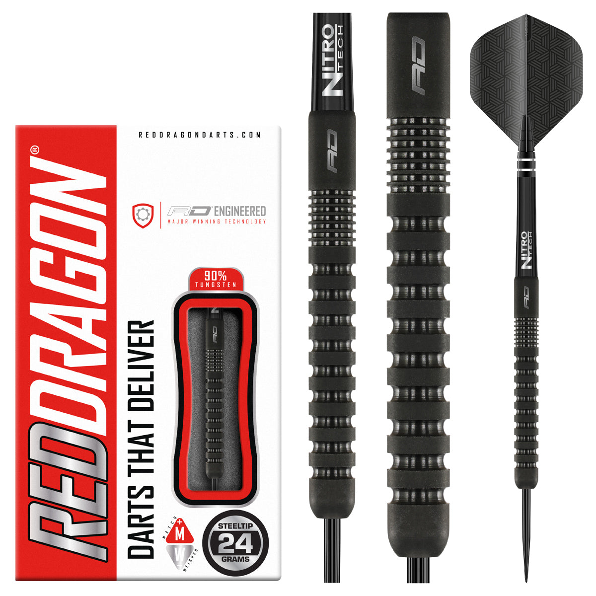 Phantom 90% Tungsten Steel Tip Darts by Red Dragon – Double Top Darts