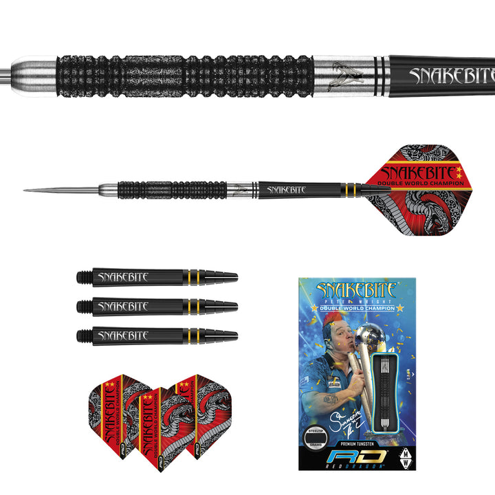 Peter Wright Snakebite Double World Champion Special Edition 85% Tungsten Steel Tip Darts by Red Dragon