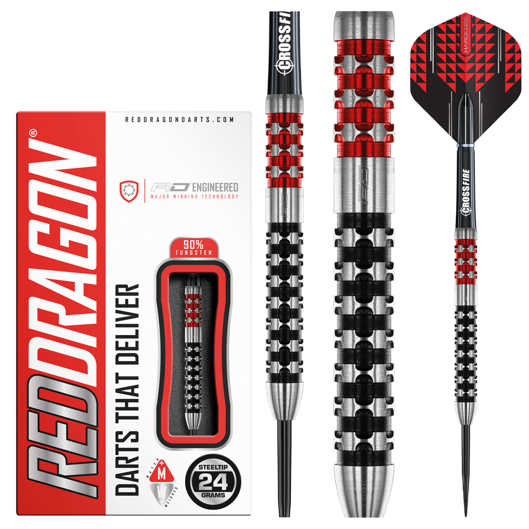 Crossfire 90% Tungsten Steel Tip Darts by Red Dragon