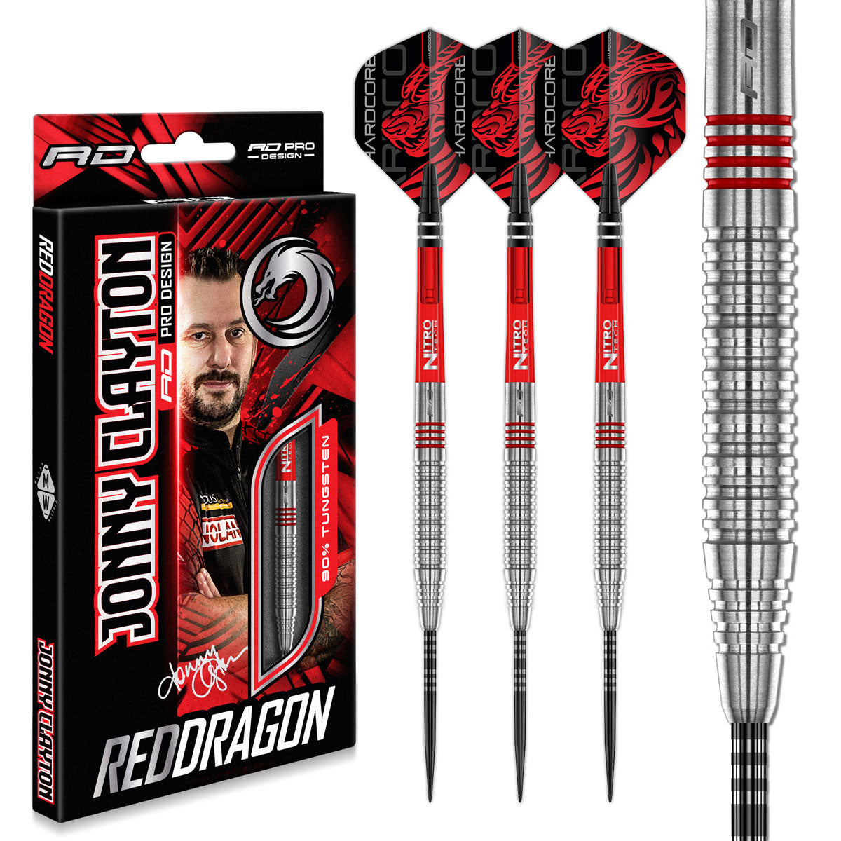 Jonny Clayton Original 2.0 90% Tungsten Steel Tip Darts by Red Dragon