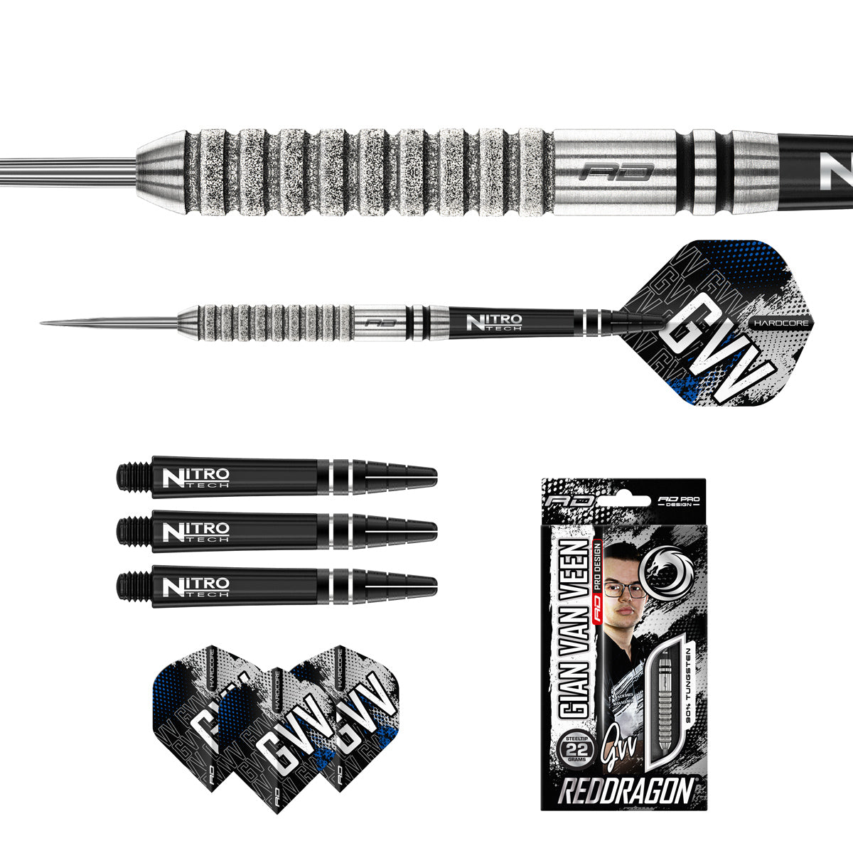 Gian van Veen Tour Edition 90% Tungsten Steel Tip Darts by Red