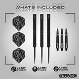 Red Dragon Peter Wright Black Mamba 90% Tungsten Steel Tip Darts