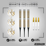 Red Dragon Paradym Gold Parallel 90% Tungsten Soft Tip Darts