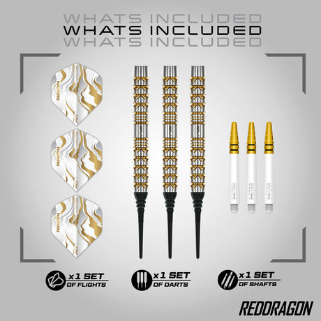 Red Dragon Paradym Gold Parallel 90% Tungsten Soft Tip Darts