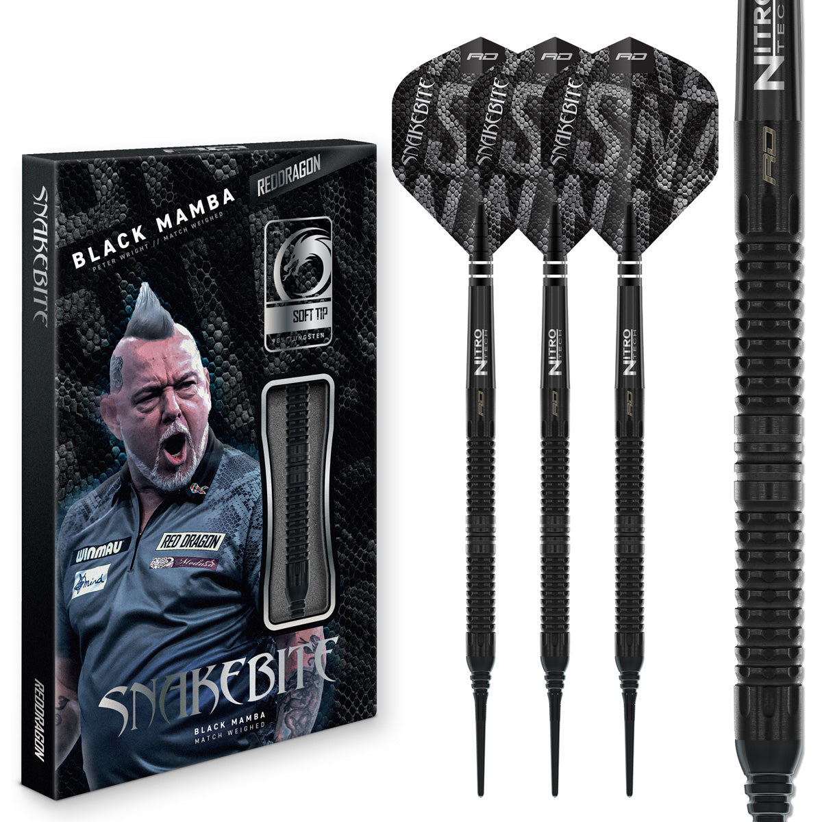 Red Dragon Peter Wright Back Mamba 90% Tungsten Soft Tip Darts