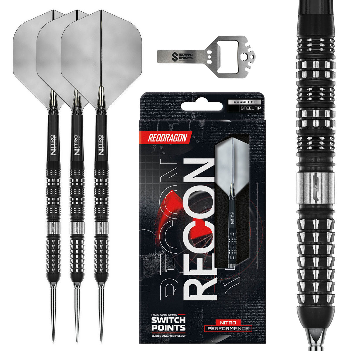 Red Dragon Recon Parallel Switch Point 90% Tungsten Steel Tip Darts