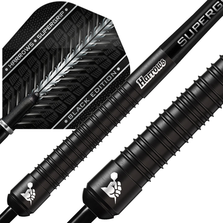 Harrows Supergrip Black Edition 90% Tungsten Steel Tip Darts