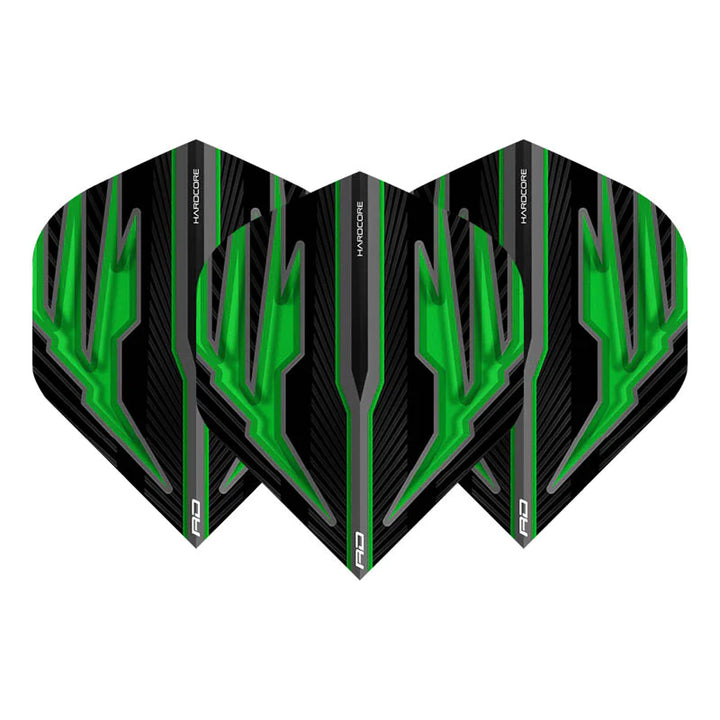 Hardcore Radical Black & Green Standard Dart Flights by Red Dragon