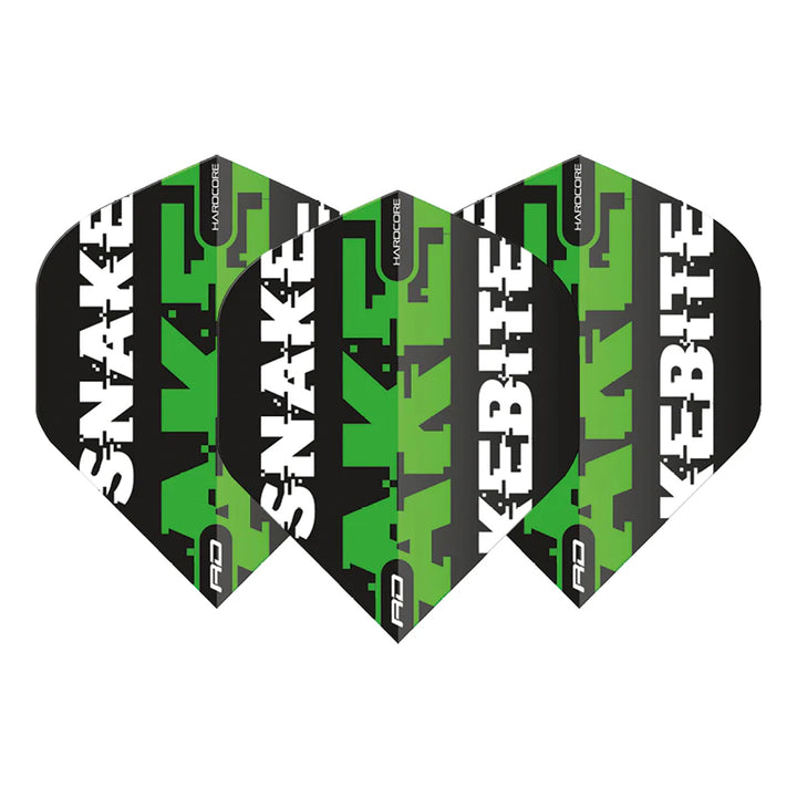 Hardcore Snakebite Black & Green Standard Dart Flights by Red Dragon