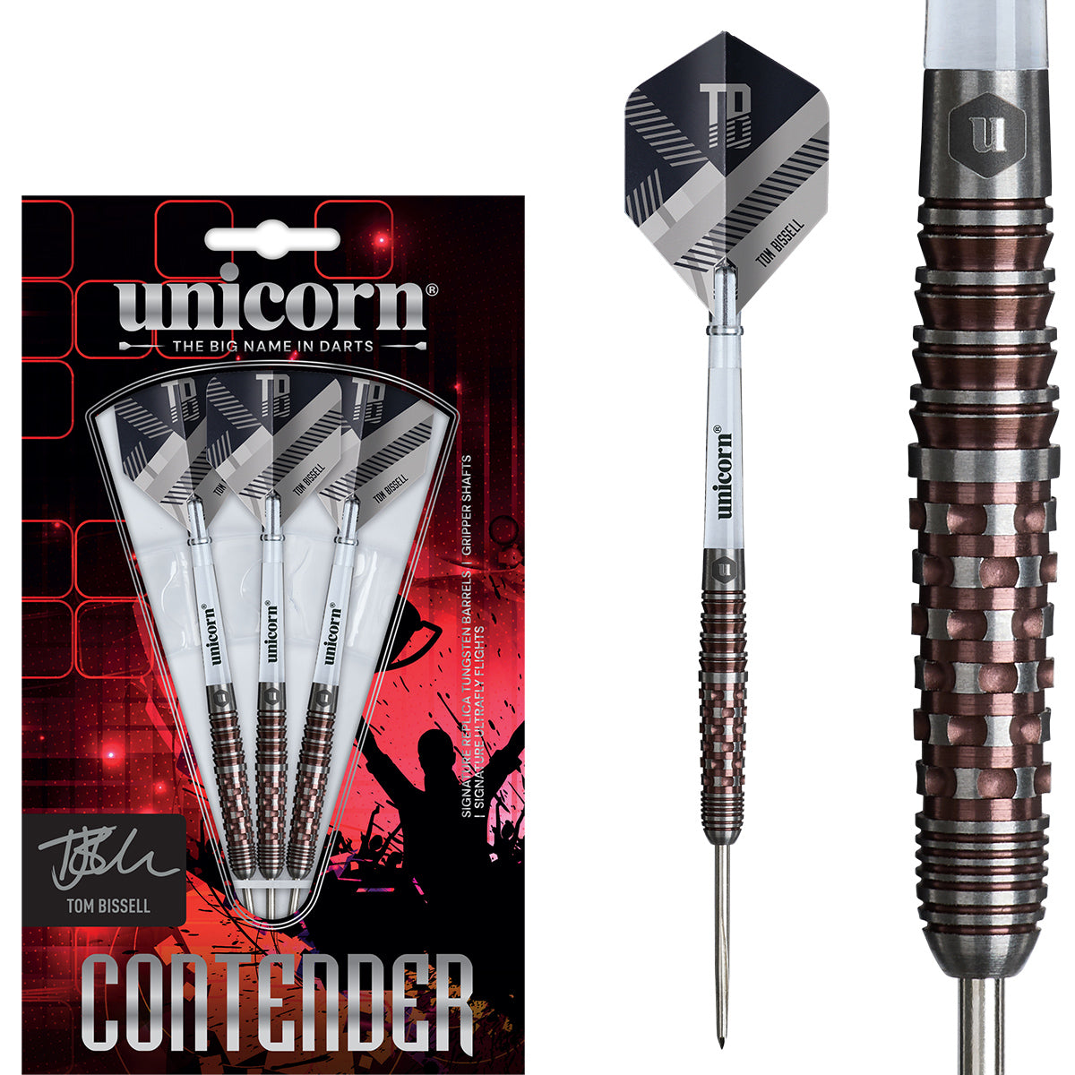 Unicorn Tom Bissell Rosso 95% Tungsten Steel Tip Darts