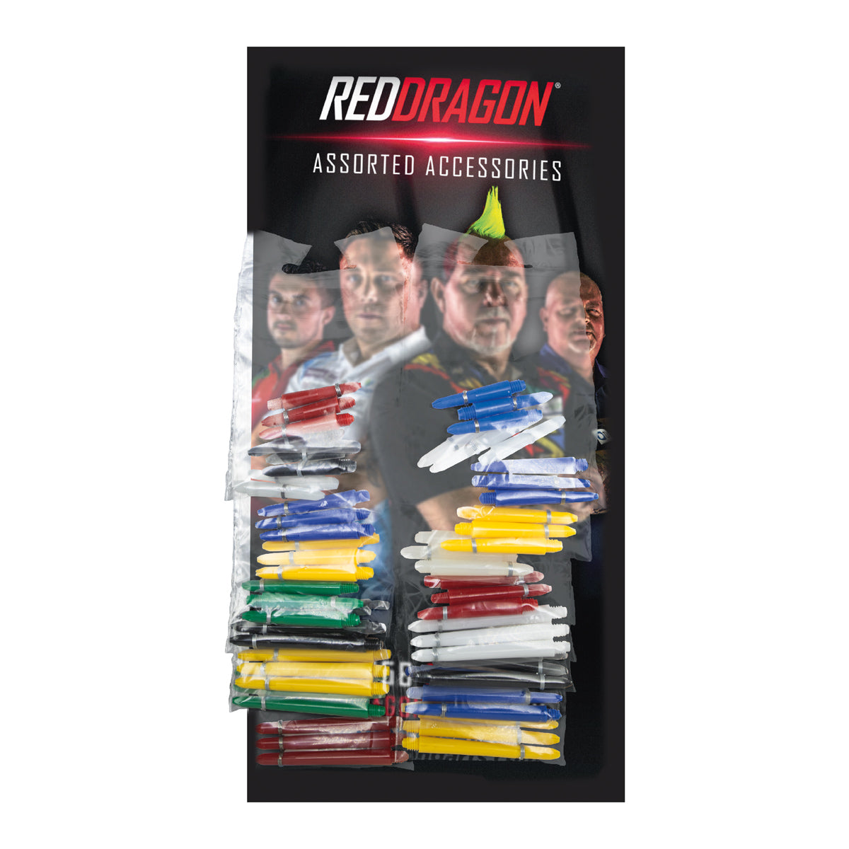 Assorted 2BA ring grip nylon shafts by Red Dragon - 20 Sets